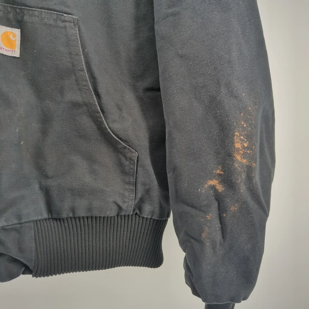 Vintage Carhartt J140 Quilted Lined Black Hooded Jacket XL Union UFCW USA *READ*